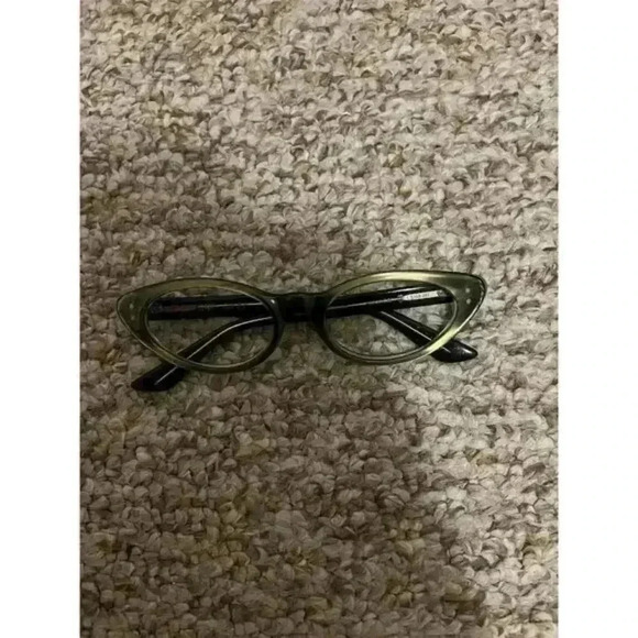 Vintage 1950s Bausch & Lomb Cat Eye Glasses Black Frame
